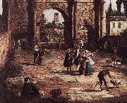 Canaletto Rome: The Arch of Constantine (detail) fd oil painting artist