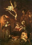 Caravaggio The Nativity with Saints Francis and Lawrence oil painting artist