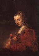 Rembrandt Lady with a Pink China oil painting reproduction