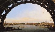 Canaletto Panorama di Londra attraverso un arcata del ponte di Westminster (mk21) oil painting artist