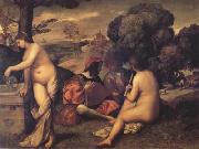 Giorgione Fete champetre(Concerto in the Country) (mk14) China oil painting reproduction