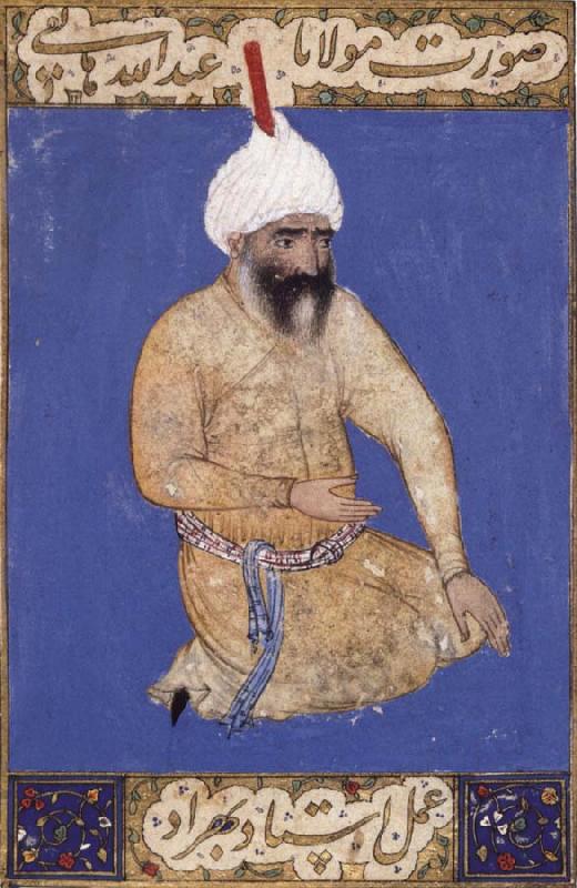 Portrait of the poet Hatifi,Jami s nephew,seen here wearing a shi ite turban